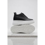 BonuStep CloudLift Kadın Siyah-Beyaz Gizli Topuk Bağcıklı Sneaker Günlük Rahat Spor Ayakkabı Boy Uzatan 8cm