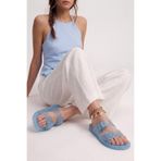 BonuStep Jelly Pop Şeffaf Bebek Mavisi Çift Toka Detay Düz Taban Kadın Plaj Terlik