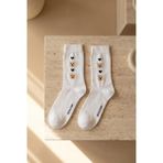 Bony Socks Kadın Ayıcık Desenli Beyaz Soket Çorap - Standart