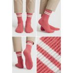 Bony Socks Kadın Şeritli Soket Çorap Koyu Pembe - Standart
