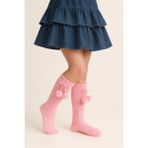 Bony Socks Kız Çocuk Ponponlu Dizaltı Çorap Pembe - 5 - 8 Yaş