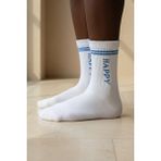 Bony Socks Unisex Happy Yazılı Soket Çorap - Standart - Mavi