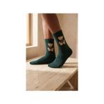 Bony Socks Unisex Teddy Desenli Soket Çorap Koyu Yeşil - 39 - 42