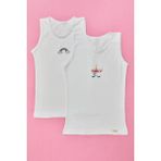 Bony&Katia 2 Li Paket Rainbow Kız Çocuk Atlet Beyaz/Beyaz,2-3 Yaş