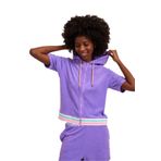 Bony&Katia Kadın Kapüşanlu Ve Fermuarlı Kısa Kollu Havlu Sweatshirt Mor,S