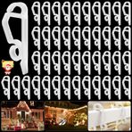 Booaee 80 adet Noel ışık klipsi, Noel ışığı klipsi, çatı oluğu kancası, Noel için dış mekan dekoratif ışıklar, çatı oluğu, fıçı, ışık zinciri, yağmur oluğu için plastik tutucu