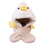 Boodtag 2'si 1 arada Çocuklar Kış Kapüşonlu Şapka Eşarp Seti Karikatür Kalın Sıcak Peluş Earflap Şapka Geyik Kulak Boyun Isıtıcı Bere Erkek Kız 3-7 Yaş, Bej Geyik, One Size