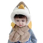 Boodtag 2'si 1 arada Çocuklar Kış Kapüşonlu Şapka Eşarp Seti Karikatür Kalın Sıcak Peluş Earflap Şapka Geyik Kulak Boyun Isıtıcı Bere Erkek Kız 3-7 Yaş, Kahverengi Geyik, One Size