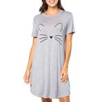 Boodtag Kadın Gecelik Gecelik Kısa Kollu Kadın Uyku Elbisesi UK Yumuşak Gecelik U Yaka Loungwear Pijama, gri, 18-20