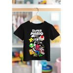 Book OrBook Hero Super Mario %100 Pamuk Premium Kalite Çocuk Tişörtü (3-12 Yaş) - Siyah - 5 - 6 Yaş