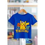 Book Orbook Pikachu Charmander Bulbasaur %100 Pamuk Premium Kalite Çocuk Tişörtü (3-12 Yaş) - Mavi - 3 - 4 Yaş