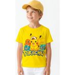 Book OrBook Pikachu Charmander Bulbasaur %100 Pamuk Premium Kalite Çocuk Tişörtü (3-12 Yaş) - Sarı - 5 - 6 Yaş