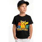 Book OrBook Pikachu Charmander Bulbasaur %100 Pamuk Premium Kalite Çocuk Tişörtü (3-12 Yaş) - Siyah - 3 - 4 Yaş
