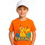 Book OrBook Pikachu Charmander Bulbasaur %100 Pamuk Premium Kalite Çocuk Tişörtü (3-12 Yaş) - Turuncu - 9 - 10 Yaş