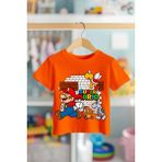 Book OrBook Super Mario Bricks %100 Pamuk Premium Kalite Çocuk Tişörtü (3-12 Yaş) - Turuncu - 9 - 10 Yaş