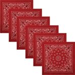 Boolavard Bandana baş örtüsü eşarp - desenli: Şal deseni - %100 pamuk bağ bez 1 li 6'lı veya 12'li paket!! 6 x kırmızı 55cm x 55cm