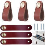 BOOLSFMAM Mobilya için 6 adet deri sap, 6,4 x 2,5 cm, el yapımı sap, mobilya düğmeleri, deri mobilya kulpları, çekmece kulpu, mutfak dolapları için dolap düğmeleri, elbise dolabı