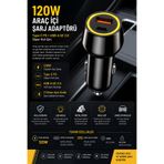 Boomboxtr 120W Metal Gövde Çakmaklık USB Type-C Soketli Araç İçi Süper Hızlı Şarj Adaptörü