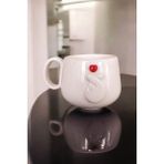 Boonlüle Kore Kalp Kırmızı Parmak Kalpli El Yapımı Seramik Mug 200 ml Fincan - Beyaz - Kırmızı
