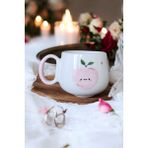 Boonlüle Mutlu Elma El Yapımı Seramik Mug 200 ml Fincan - Beyaz