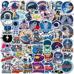 Booppyy 50 adet sevimli uzay çıkartmaları çocuklar erkek uzay astronot gezegen çıkartmaları su şişesi için havalı çocuk çıkartmaları paketi vinil su geçirmez çıkartmalar dizüstü bilgisayar için karalama