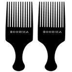 Boorika Afro Tarak - Pürüzsüz ve Sağlam Geniş Diş Plastik Afro Pençe, Dolaşık Açmak ve Şekillendirmek için Saç Tokası - Erkekler ve Kadınlar için Afro Tarak (2'li Paket)