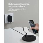 Boostcharge 3'Ü 1 Arada Qi2 Şarj Cihazı, Magsafe Uyumlu Kablosuz Şarj Istasyonu, 16 Serisi,, Kaymaz Tabanlı Için Qi2 Kablosuz Şarj Aleti, Psu Dahil - Siyah