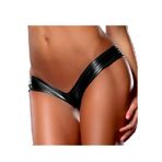 Boowhol Kadın iç çamaşırı pantolon seksi baştan çıkarıcı deri poliüretan külot G-String tanga külot, Siyah, M
