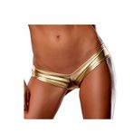 Boowhol Kadın iç çamaşırı pantolon seksi baştan çıkarıcı deri PU külot G-String tanga külot, Altın, XXL