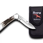 Bora 203 BP Orta Boy İnce Yuvarlak Uçlu Boynuz Saplı Çakı