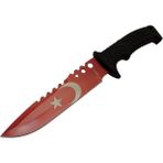 Bora Ayyıldız MF011 RD Kırmızı Av Bıçağı 31cm - Testere Detaylı Bıçak, Kılıflı, Plastik Sap