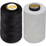 Bora Dikiş İpliği Marka 120 No 5000 Mt Siyah Ve Beyaz Polyester Dikiş Ipliği (2 ADET)