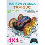 Boratila Toys 2.4 Ghz Yüksek Hızlı Karada Suda Giden Full Fonksiyon, Işıklı Uzaktan Kumandalı Sağlam Akrobat Araba - Kırmızı