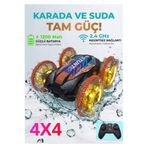 Boratila Toys 2.4 GHz Yüksek Hızlı Karada Suda Giden Full Fonksiyon, Işıklı Uzaktan Kumandalı Sağlam Akrobat Araba