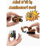 Boratila Toys 2.4ghz Full Fonksiyon Şarjlı Uzaktan Kumandalı Metal Alaşımlı Kepçe Kamyon Forklift 3'lü Set - Turuncu