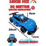 Boratila Toys 28 cm 2.4 Ghz Uzaktan Kumandalı Şarjlı Full Fonksiyon Yarış Arabasi - Mavi