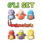 Boratila Toys 6'LI Komik Mıknatıslı birbiriniTakip Eden Tren Şeklinde Dönen Sallanan Müziksiz Pilli Dinazor Seti
