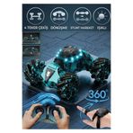 Boratila Toys El Hareket Sensörlü &Uzaktan Kumandalı,360° Akrobatik Dönüşebilen 4 Çeker Işıklı Stunt Yarış Arabası