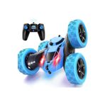 boratila toys Uzaktan Kumandalı Işıklı Şarjlı 2.4 Ghz Mavi Kırılmaz Akrobat Araba