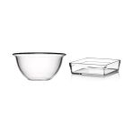 Borcam Premium Kare Tepsi, 23CMX23CM, 2400 cc + Yuvarlak Fırın Kase, 1900 Cc, 21.5 cm