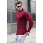 Bordo Balıkçı Yaka Erkek Triko Kazak 6809