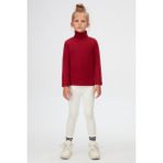 Bordo Basic Kışlık Tam Balıkçı Yaka Uzun Kollu Kız Çocuk Tişört - 7 Yaş