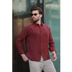 Bordo Basic Uzun Kollu Erkek Gömlek E6762