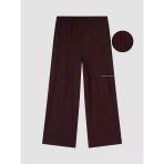 Bordo Beli Lastikli Dokulu Kadın Pantolon