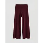 Bordo Beli Lastikli Geniş Paça Kadın Triko Pantolon
