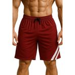 Bordo Beyaz Cepli Basketbol Şortu Spor Şort (BORDA BEYAZ, XL)