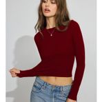 Bordo Bisiklet Yaka Slim Fit Kadın Body MG2564