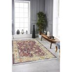 Bordo Çerçeveli Dokuma Pamuk Taban Kaymaz Kilim Klm033