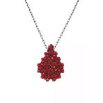 Bordo Cevşen Kolye (Kristal, Damla)