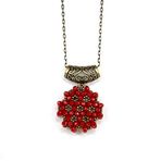Bordo Cevşen Kolye (Kristal, Yuvarlak)